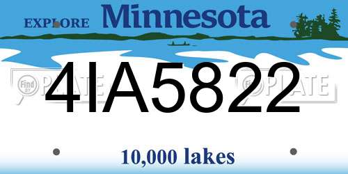 4IA5822 Minnesota License Plate