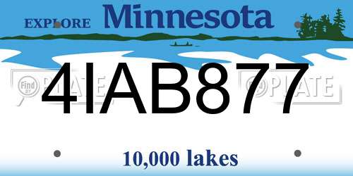 4IAB877 Minnesota License Plate