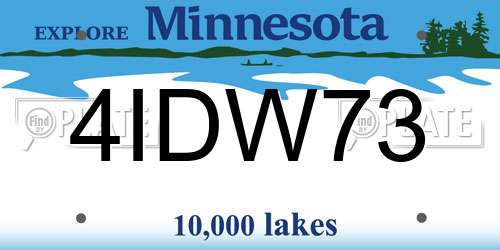 4IDW73 Minnesota License Plate