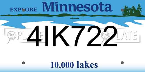 4IK722 Minnesota License Plate