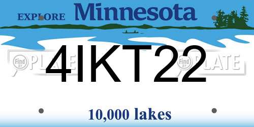 4IKT22 Minnesota License Plate