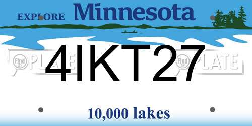 4IKT27 Minnesota License Plate