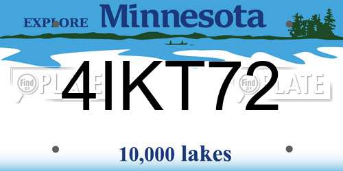 4IKT72 Minnesota License Plate