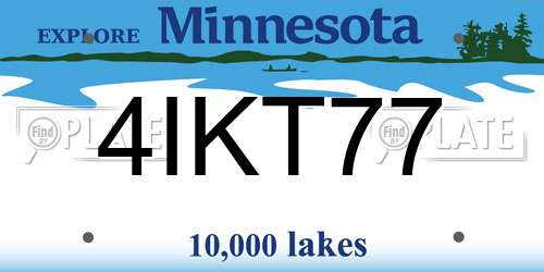 4IKT77 Minnesota License Plate