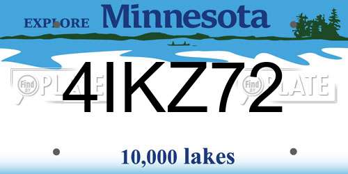 4IKZ72 Minnesota License Plate