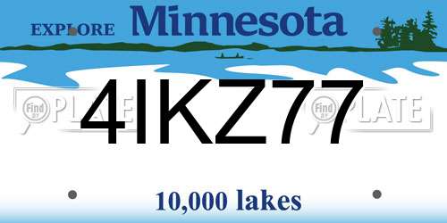 4IKZ77 Minnesota License Plate