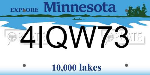 4IQW73 Minnesota License Plate