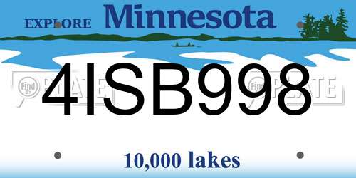 4ISB998 Minnesota License Plate