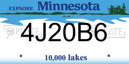 4J20B6 Minnesota License Plate