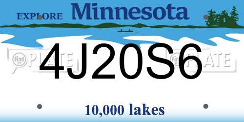 4J20S6 Minnesota License Plate