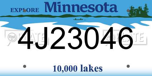 4J23046 Minnesota License Plate