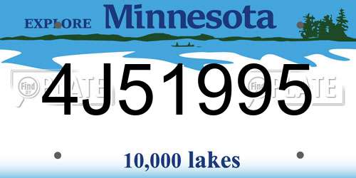 4J51995 Minnesota License Plate