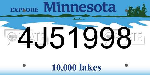4J51998 Minnesota License Plate