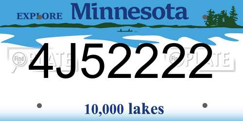 4J52222 Minnesota License Plate
