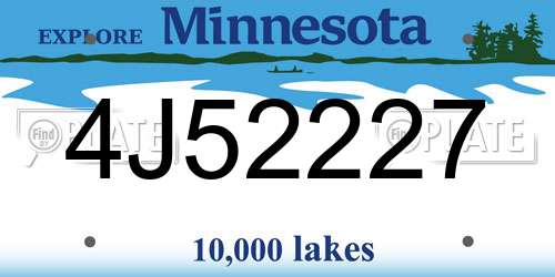 4J52227 Minnesota License Plate