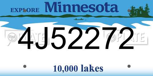 4J52272 Minnesota License Plate