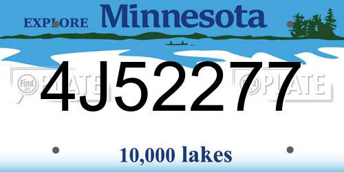 4J52277 Minnesota License Plate
