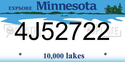 4J52722 Minnesota License Plate