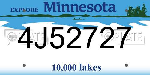 4J52727 Minnesota License Plate