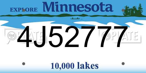 4J52777 Minnesota License Plate