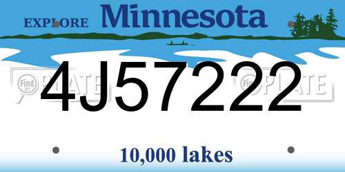 4J57222 Minnesota License Plate