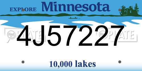 4J57227 Minnesota License Plate