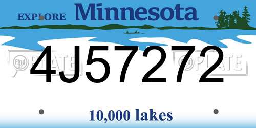 4J57272 Minnesota License Plate