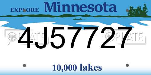 4J57727 Minnesota License Plate