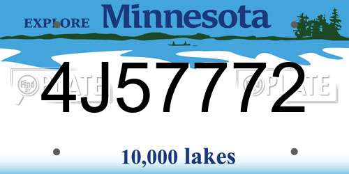 4J57772 Minnesota License Plate