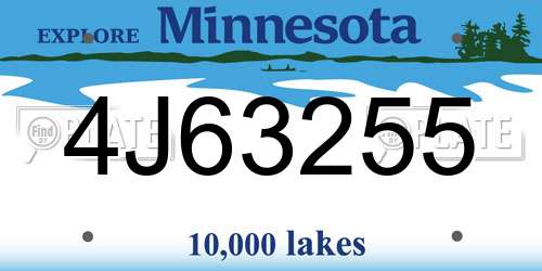 4J63255 Minnesota License Plate