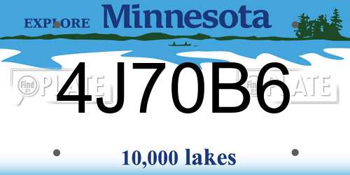 4J70B6 Minnesota License Plate
