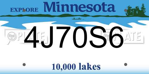 4J70S6 Minnesota License Plate