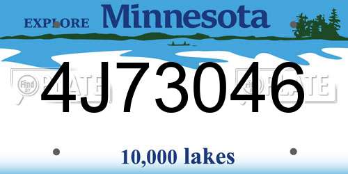4J73046 Minnesota License Plate