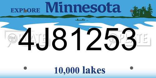 4J81253 Minnesota License Plate