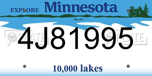 4J81995 Minnesota License Plate