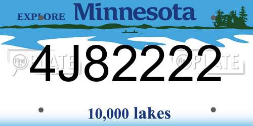 4J82222 Minnesota License Plate