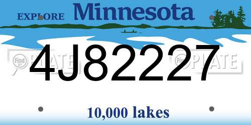 4J82227 Minnesota License Plate