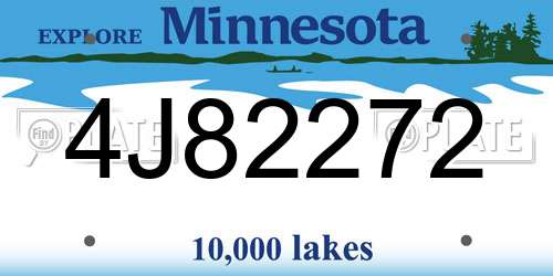 4J82272 Minnesota License Plate