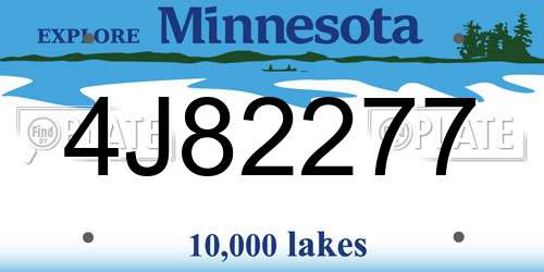 4J82277 Minnesota License Plate