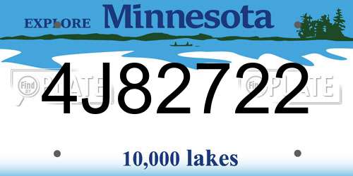 4J82722 Minnesota License Plate