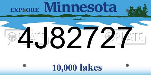 4J82727 Minnesota License Plate