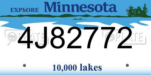 4J82772 Minnesota License Plate