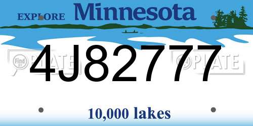 4J82777 Minnesota License Plate