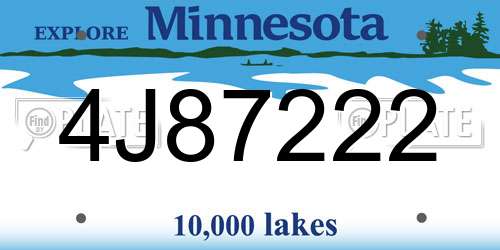 4J87222 Minnesota License Plate