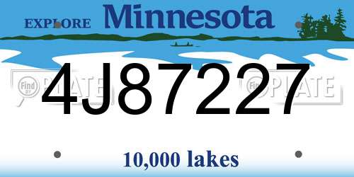 4J87227 Minnesota License Plate