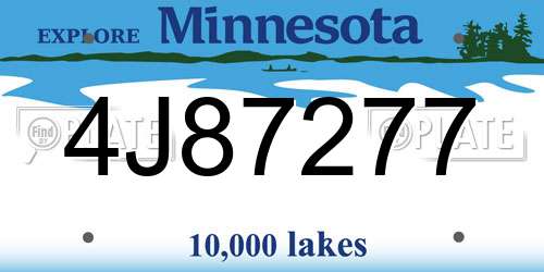4J87277 Minnesota License Plate