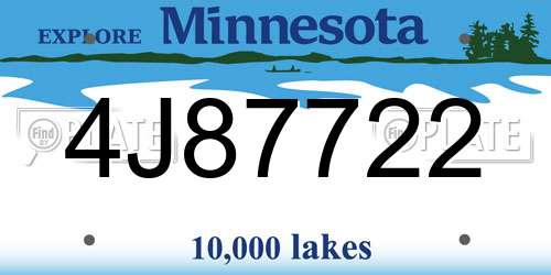 4J87722 Minnesota License Plate