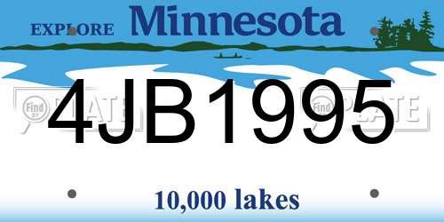 4JB1995 Minnesota License Plate