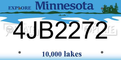 4JB2272 Minnesota License Plate