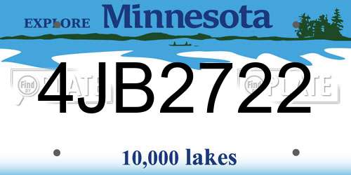 4JB2722 Minnesota License Plate